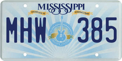 MS license plate MHW385