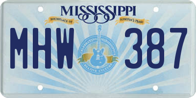 MS license plate MHW387