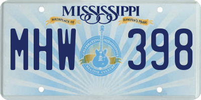 MS license plate MHW398