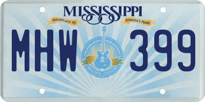 MS license plate MHW399