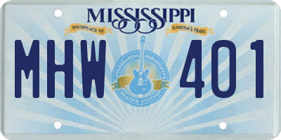 MS license plate MHW401