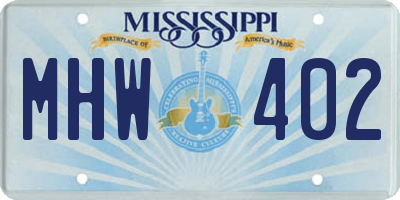 MS license plate MHW402