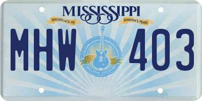 MS license plate MHW403