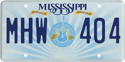 MS license plate MHW404