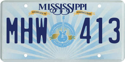 MS license plate MHW413