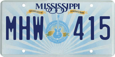 MS license plate MHW415