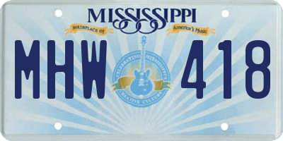 MS license plate MHW418