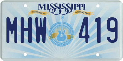 MS license plate MHW419