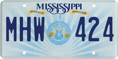 MS license plate MHW424