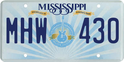 MS license plate MHW430