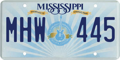MS license plate MHW445