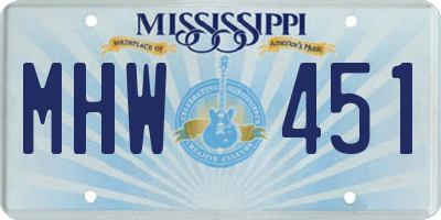 MS license plate MHW451