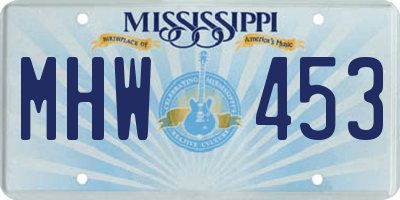 MS license plate MHW453