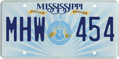 MS license plate MHW454