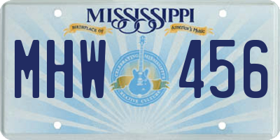 MS license plate MHW456