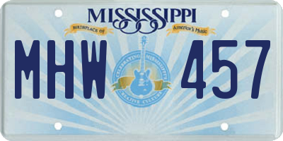 MS license plate MHW457