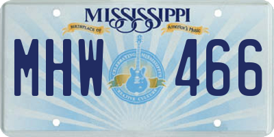MS license plate MHW466