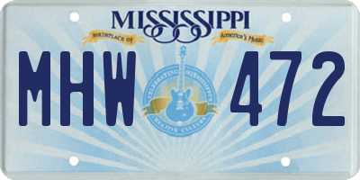 MS license plate MHW472