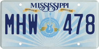 MS license plate MHW478