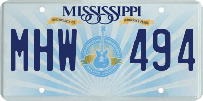 MS license plate MHW494
