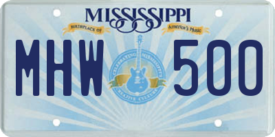 MS license plate MHW500