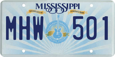 MS license plate MHW501