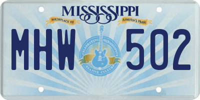 MS license plate MHW502