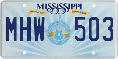 MS license plate MHW503
