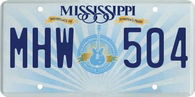 MS license plate MHW504