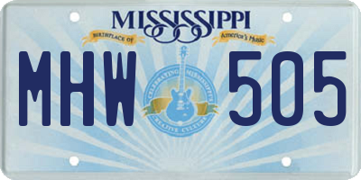 MS license plate MHW505