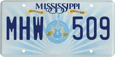 MS license plate MHW509