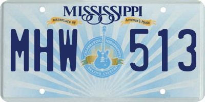 MS license plate MHW513