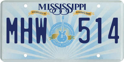 MS license plate MHW514