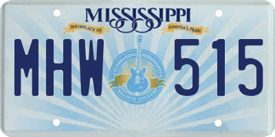 MS license plate MHW515