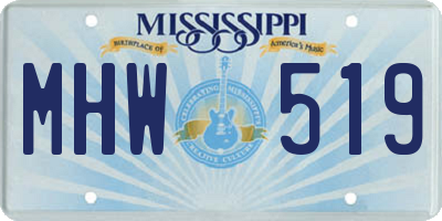 MS license plate MHW519