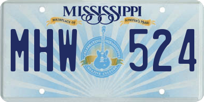 MS license plate MHW524