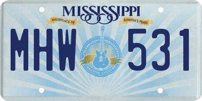 MS license plate MHW531