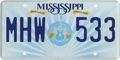 MS license plate MHW533