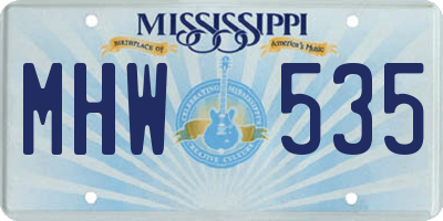 MS license plate MHW535