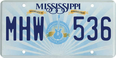 MS license plate MHW536