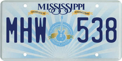 MS license plate MHW538