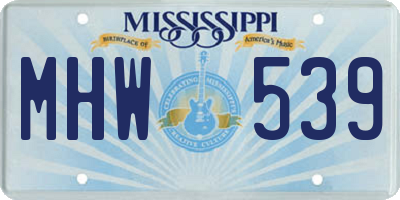 MS license plate MHW539