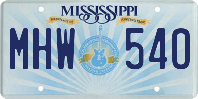 MS license plate MHW540