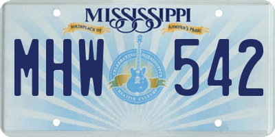 MS license plate MHW542