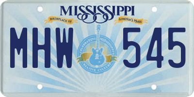 MS license plate MHW545