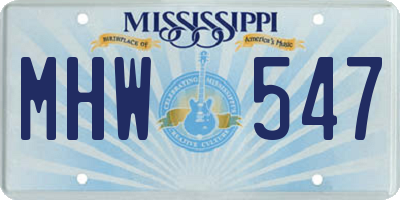 MS license plate MHW547