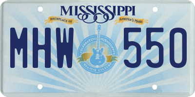 MS license plate MHW550