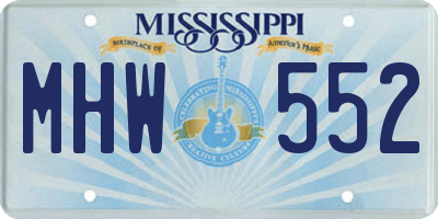 MS license plate MHW552