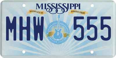 MS license plate MHW555