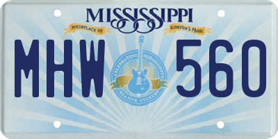 MS license plate MHW560